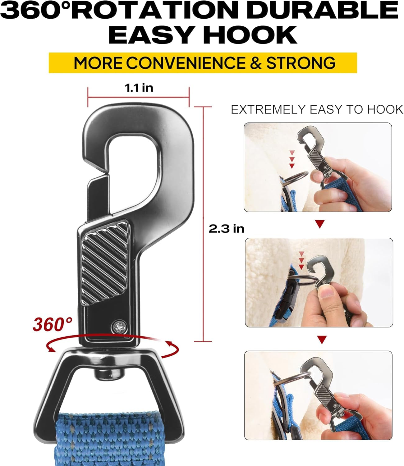 5 FT Heavy-Duty Dog Leash with Dual Padded Handles, Traffic Handle, Advanced Snap Hook, and Reflective Design for All Dog Breeds - Blue