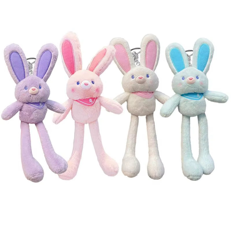 Pull the Rabbit Basket Stuffers Rabbit Keychain Pull up Rabbit Plush Toys Soft Plushie Toys Stress Relief Rabbit Toy Birthday