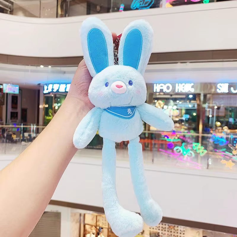 Pull the Rabbit Basket Stuffers Rabbit Keychain Pull up Rabbit Plush Toys Soft Plushie Toys Stress Relief Rabbit Toy Birthday